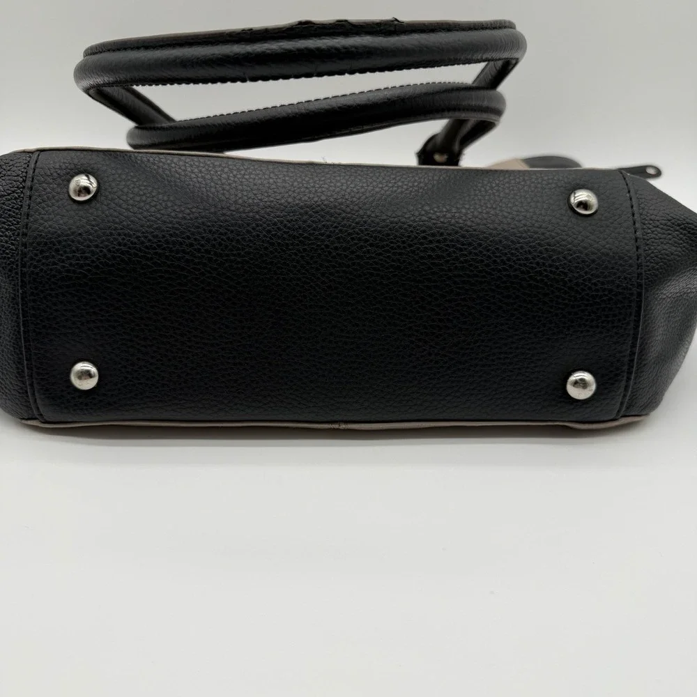 Tignanello Perfect Pockets Tote Colorblock Pebbled Leather Taupe/Black Y2K Style